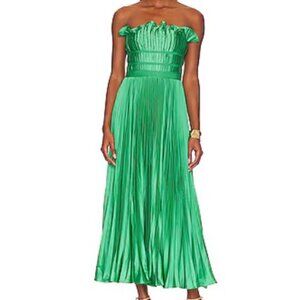 Amur Giada Green Pleated Midi Dress - Size 0